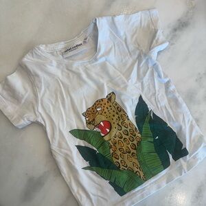 Mini Rodini Organic White Leopard Graphic Kids Tee